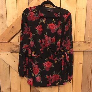 Floral Wrap Blouse